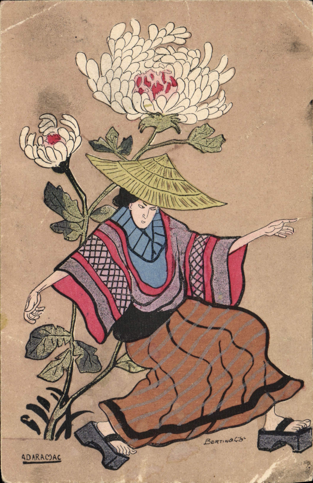 VINTAGE POSTCARD Japanese Japan Character