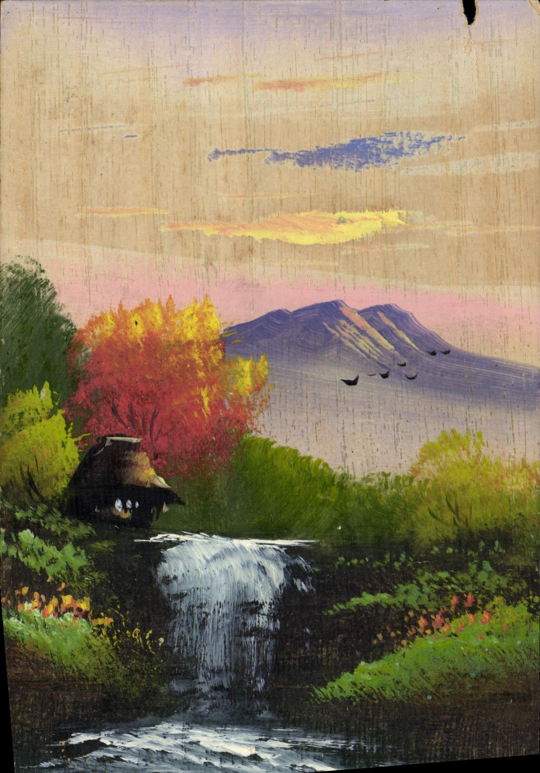 Carte en bois Japon Nippon Volcan