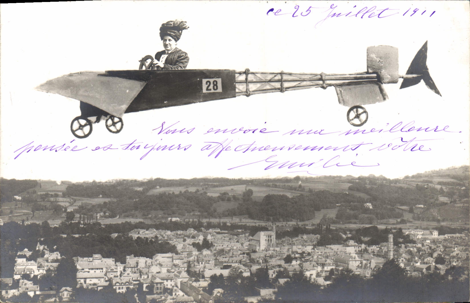 CPA Fantaisie Avion Aviation Femme