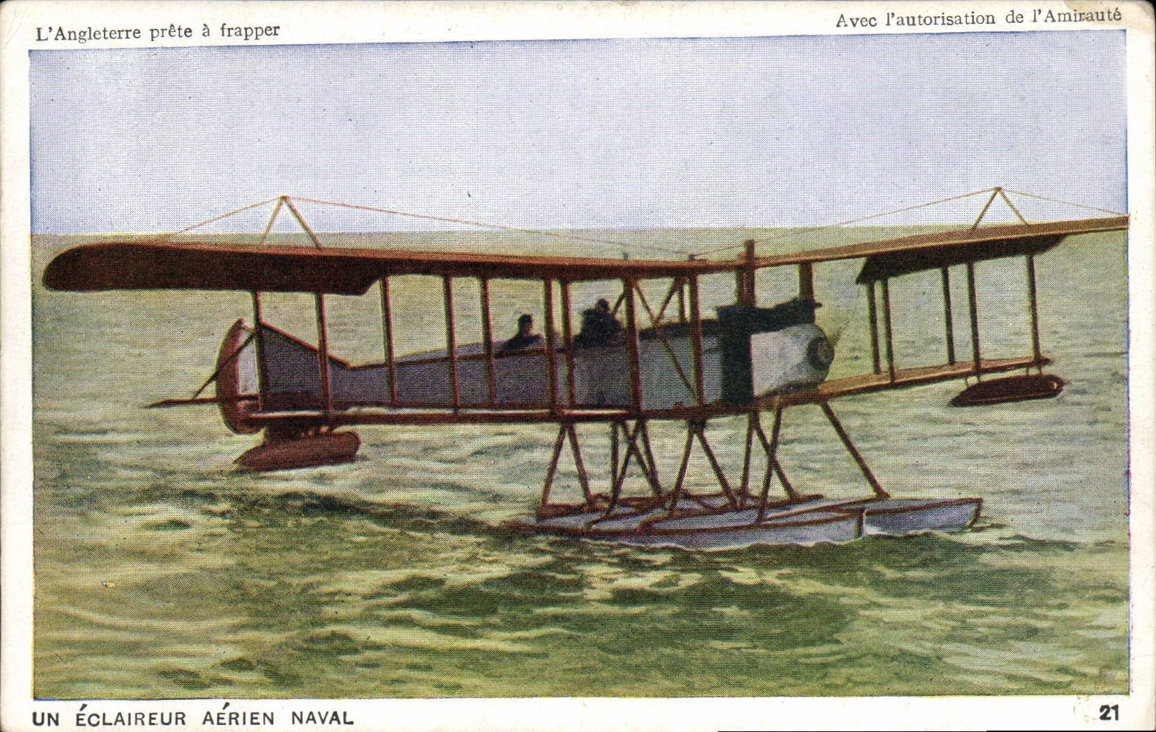 VINTAGE POSTCARD Plane Aviation an air scout naval Seaplane