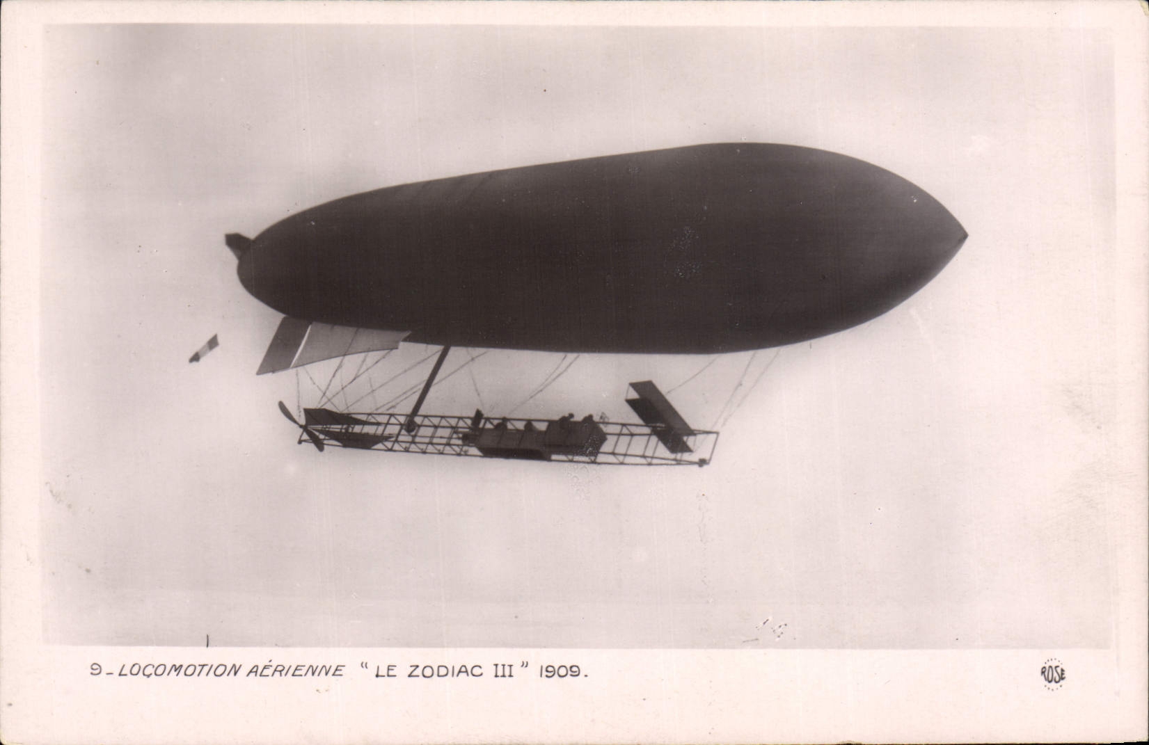 VINTAGE POSTCARD Plane Aviation Airship Zeppelin Zodiac III 1909