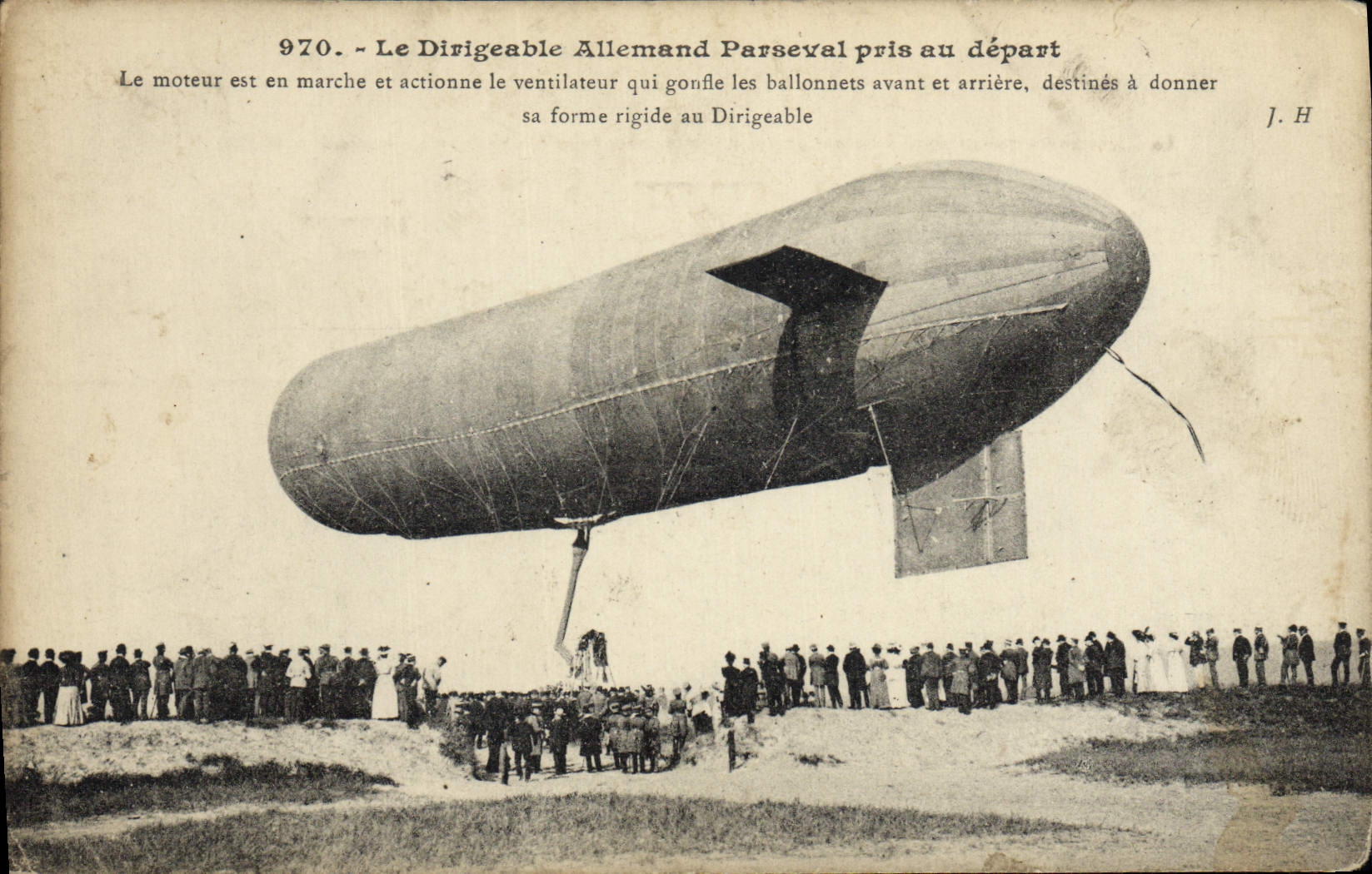 VINTAGE POSTCARD Plane Aviation German Airship Parseval taken at the beginning Zeppelin