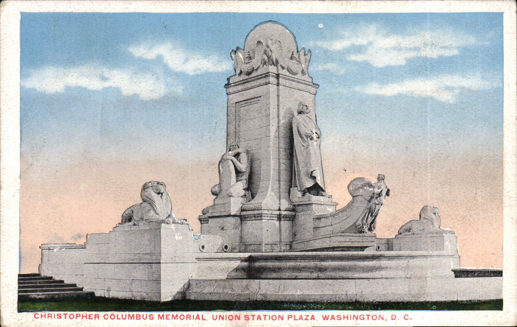 VINTAGE POSTCARD Christopher Columbus Memrial Union Station Plaza Washington