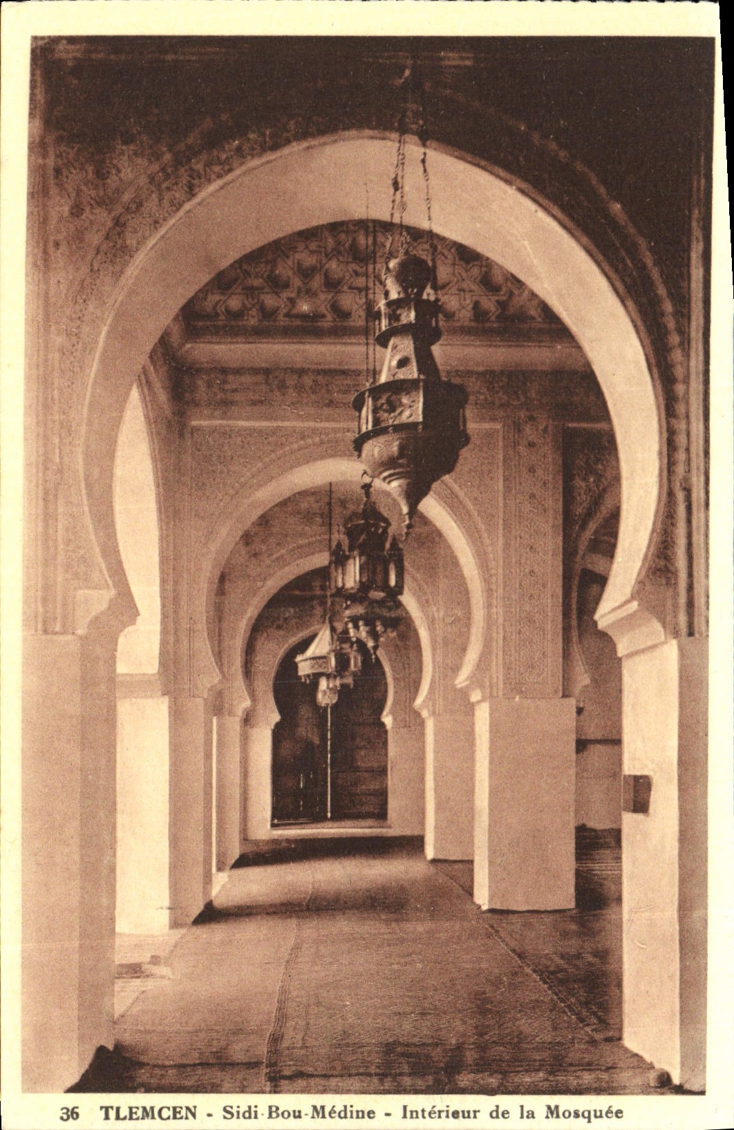 VINTAGE POSTCARD Tlemcen Sidi Bou Medine Interior of the Mosque