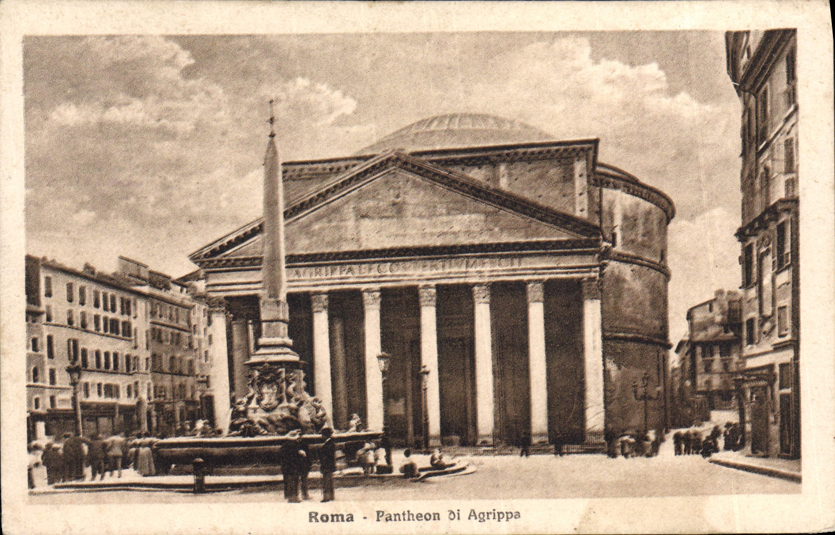 POSTAL Roma de la VENDIMIA el panteón di Agrippa