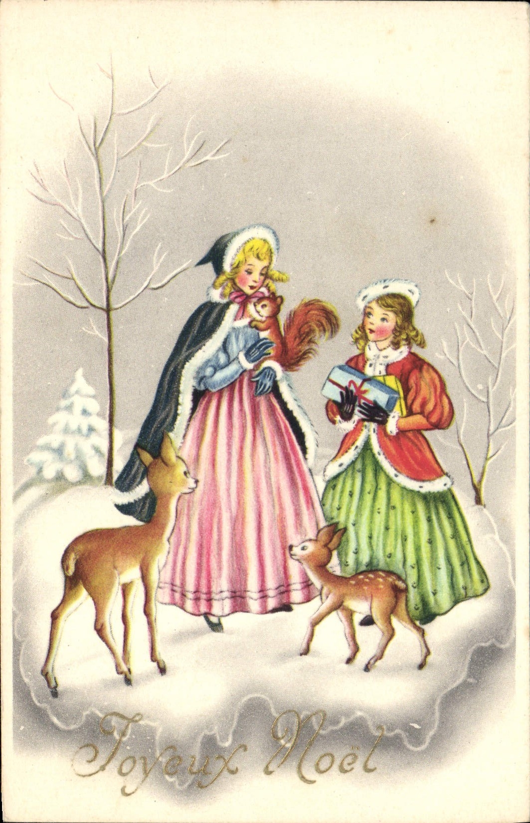 CPA Fantaisie Femme Biche 