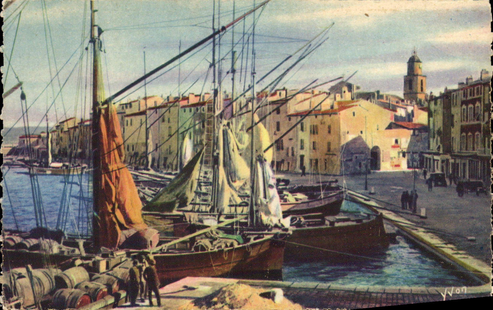 VINTAGE POSTCARD Dimension Of Holy Azure Tropez View of the port Boats