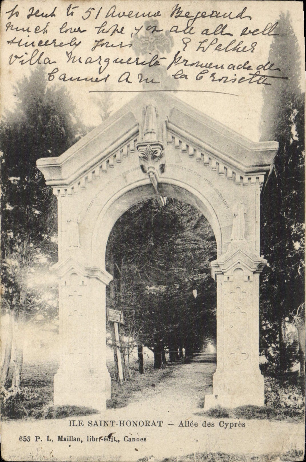 VINTAGE POSTCARD Island Honorat Saint Gone of the Cypresses