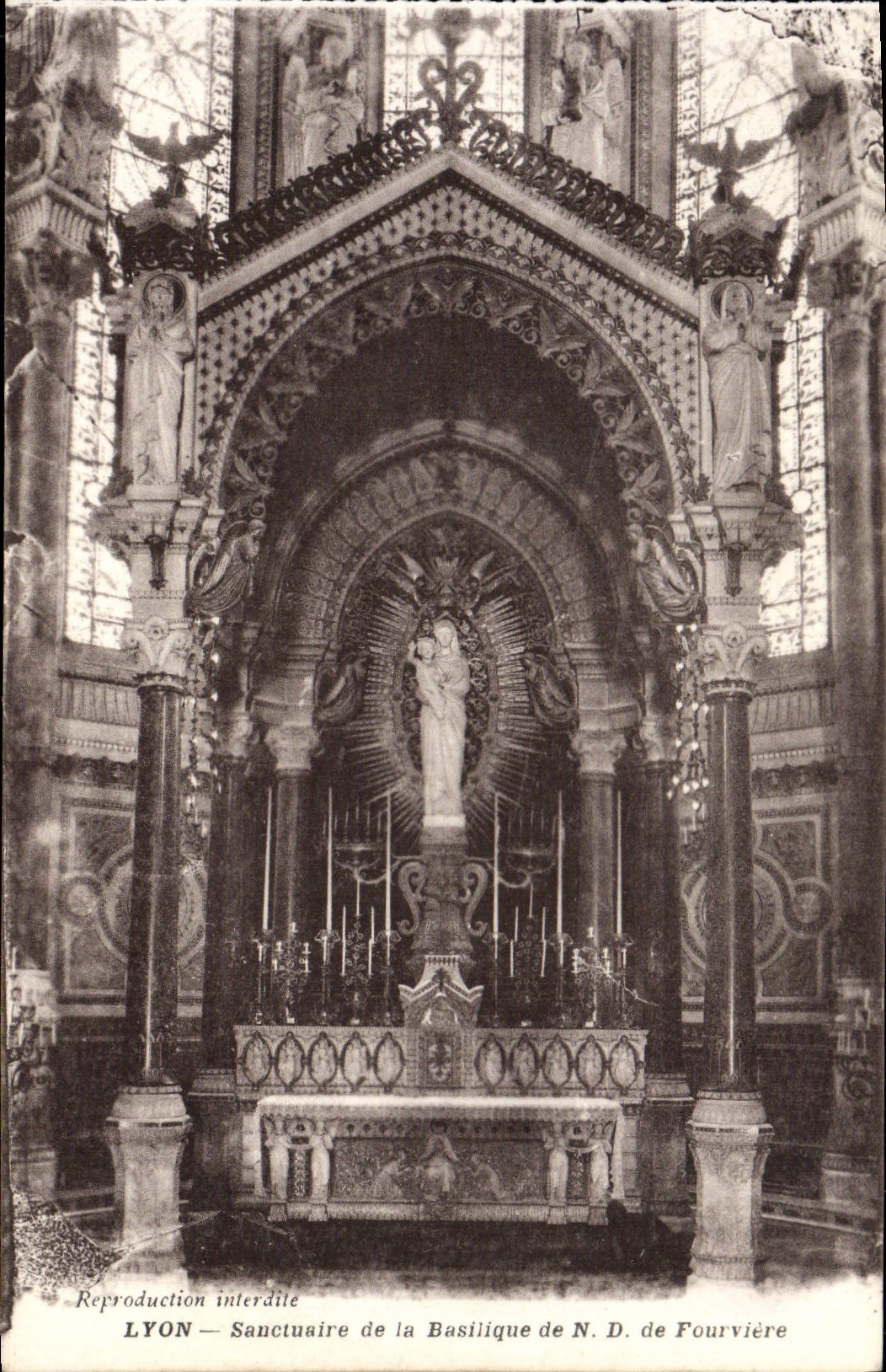 Santuario de Lyon de la POSTAL de la VENDIMIA de la basílica de Notre Dame de Fourviere