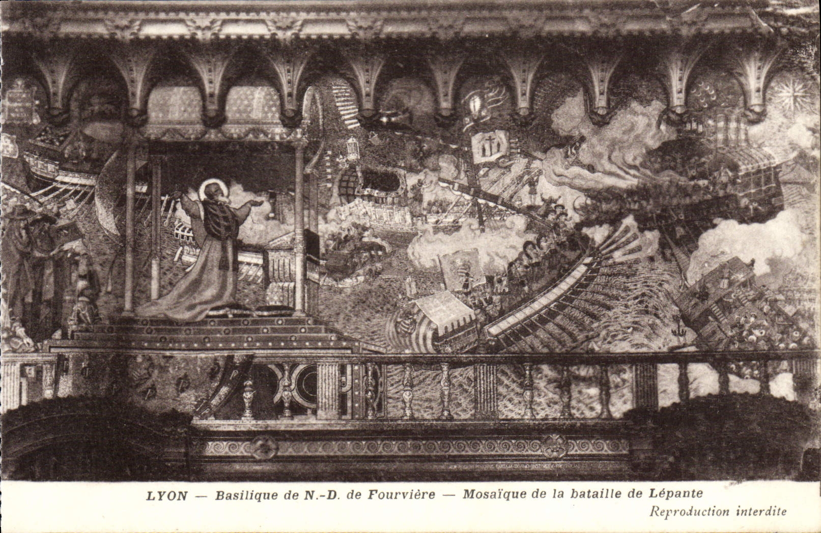 CPA Lyon Basilique de Notre Dame de Fourviere Mosaique de la bataille de Lepante