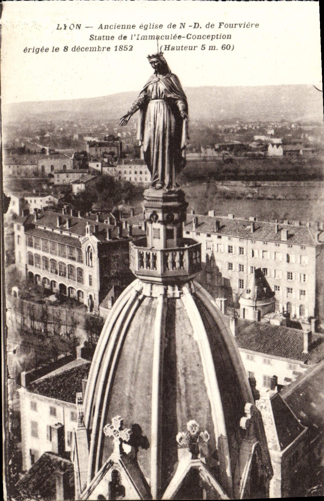 Iglesia de Lyon Ancienne de la POSTAL de la VENDIMIA de Notre Dame de Fourviere Rules del concepto inmaculado