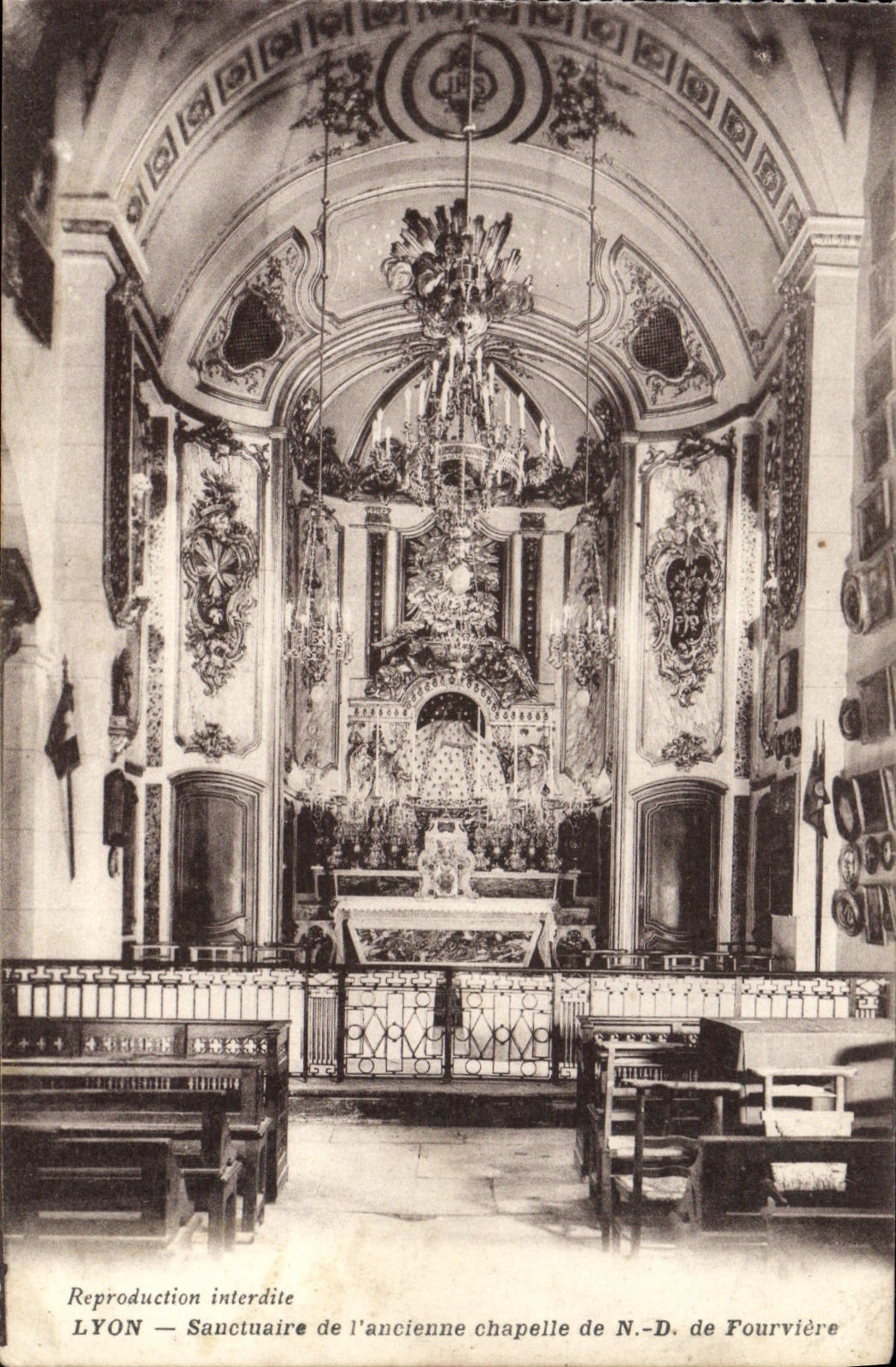 Santuario de Lyon de la POSTAL de la VENDIMIA de la cámara acorazada vieja del Nd de Fourviere