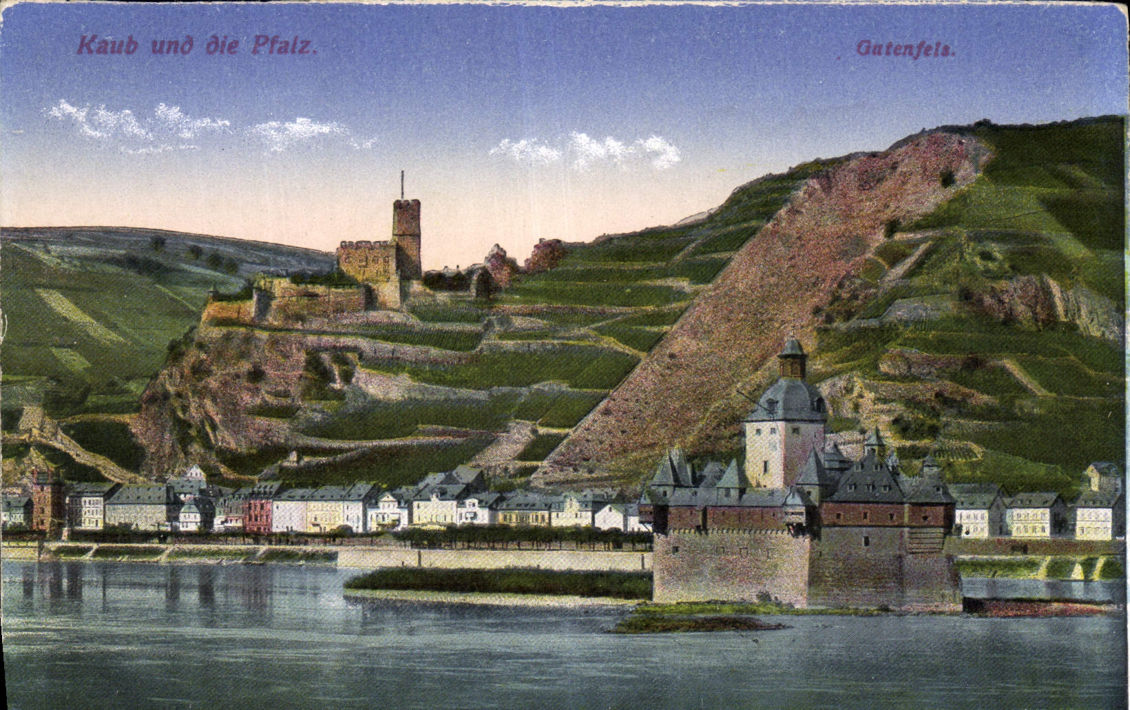 VINTAGE POSTCARD Kaub Und Die Platz