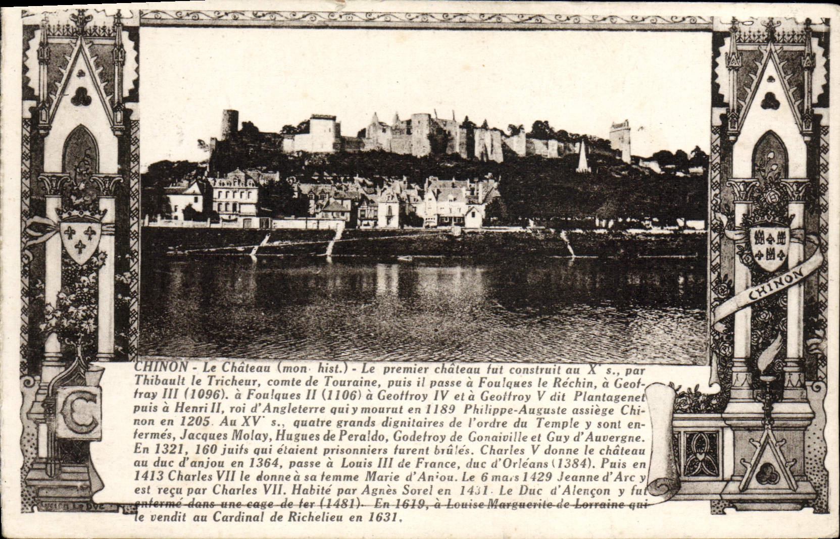 VINTAGE POSTCARD Chinon the Castle