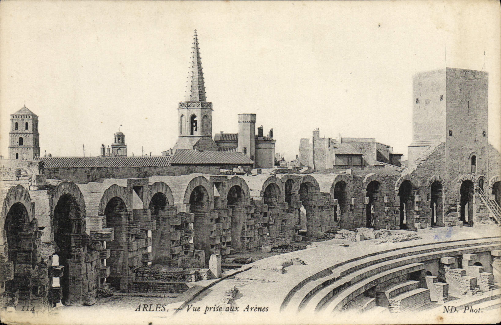 VINTAGE POSTCARD Arles Seen from With Arena