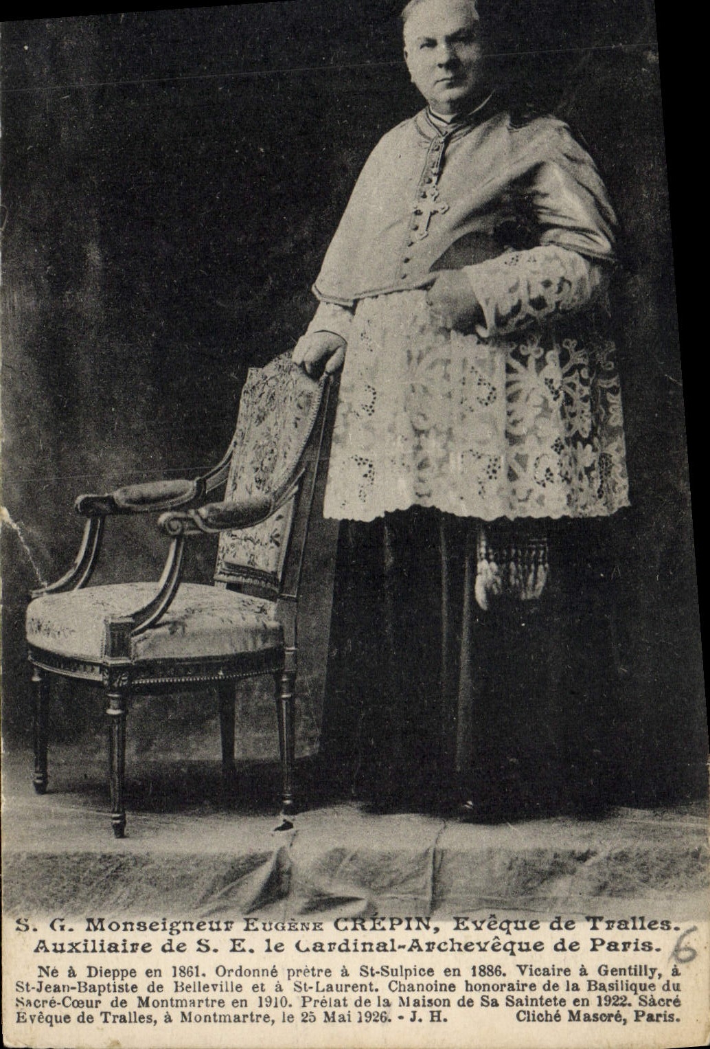Obispo de Eugene Crepin del Monseigneur de la POSTAL de la VENDIMIA de Tralles París