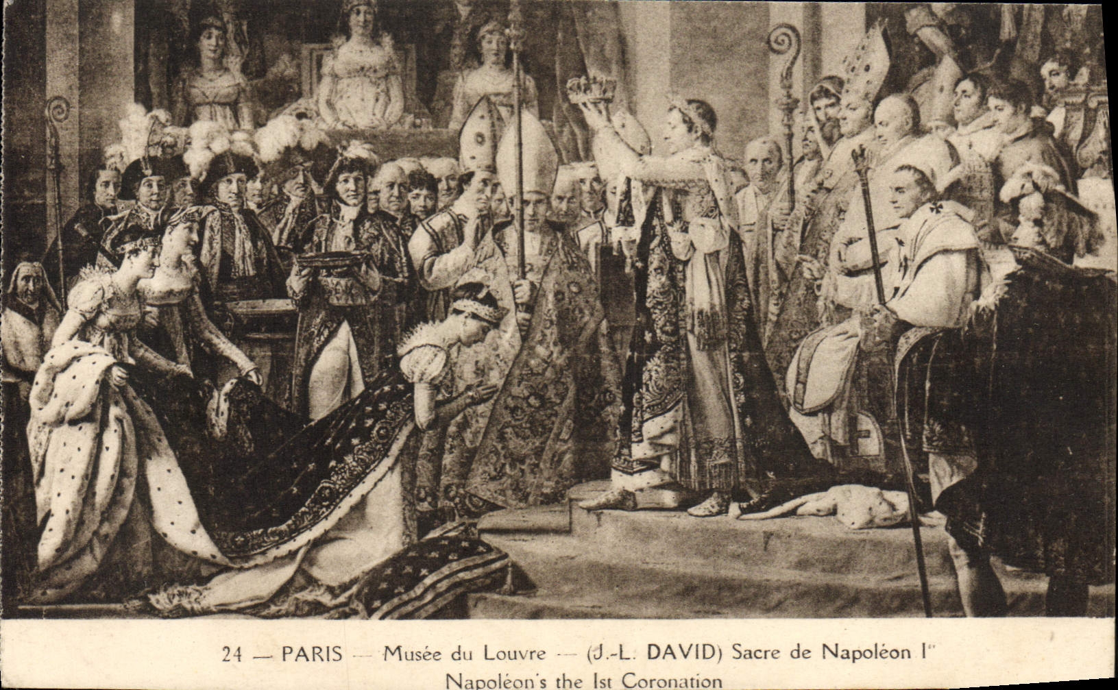 VINTAGE POSTCARD Paris Museum Of Louvre David Sacre of Napoleon 1st