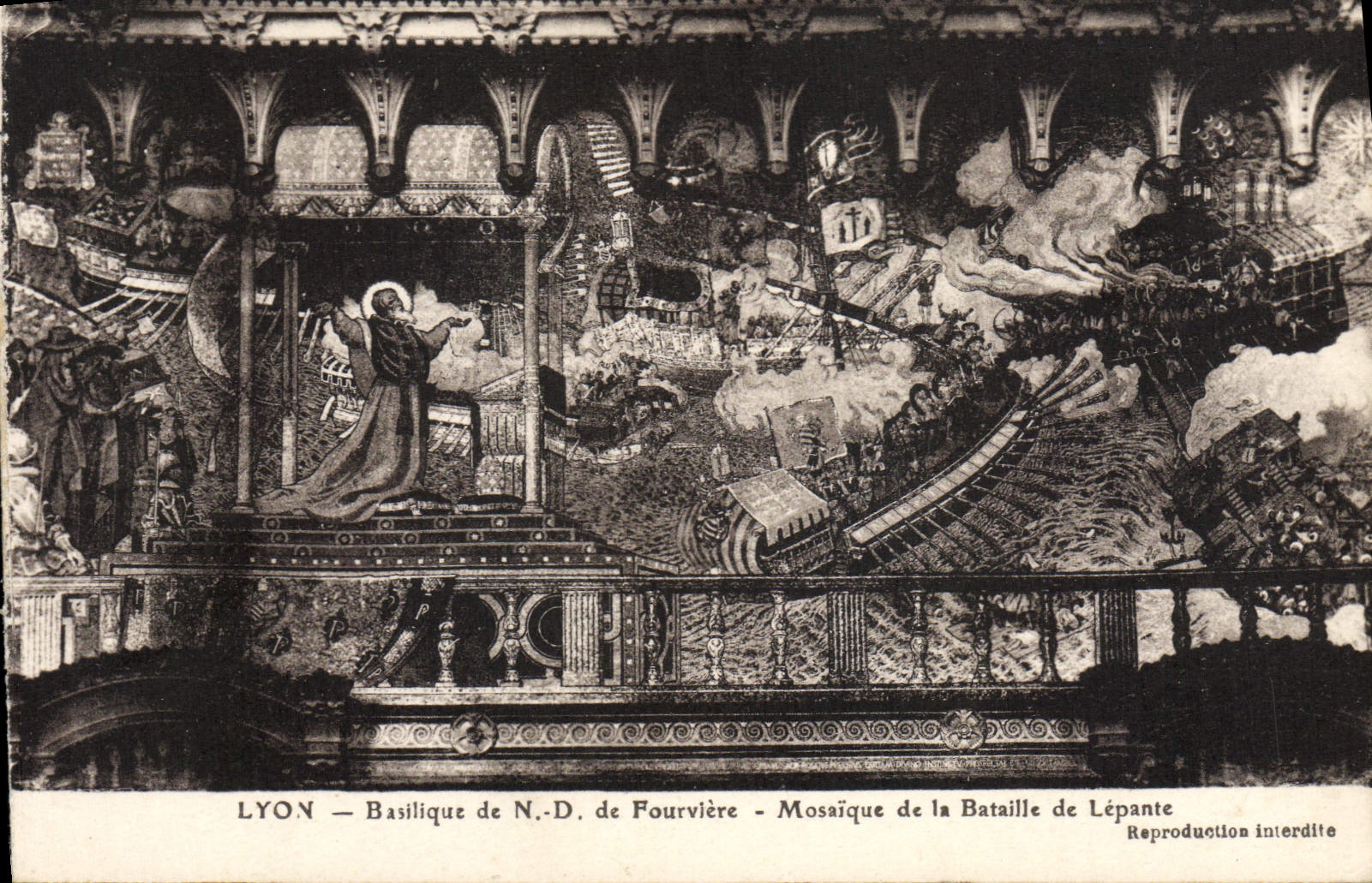 CPA Lyon Basilique De ND de Fourviere Mosaique de la bataille de Lepante 