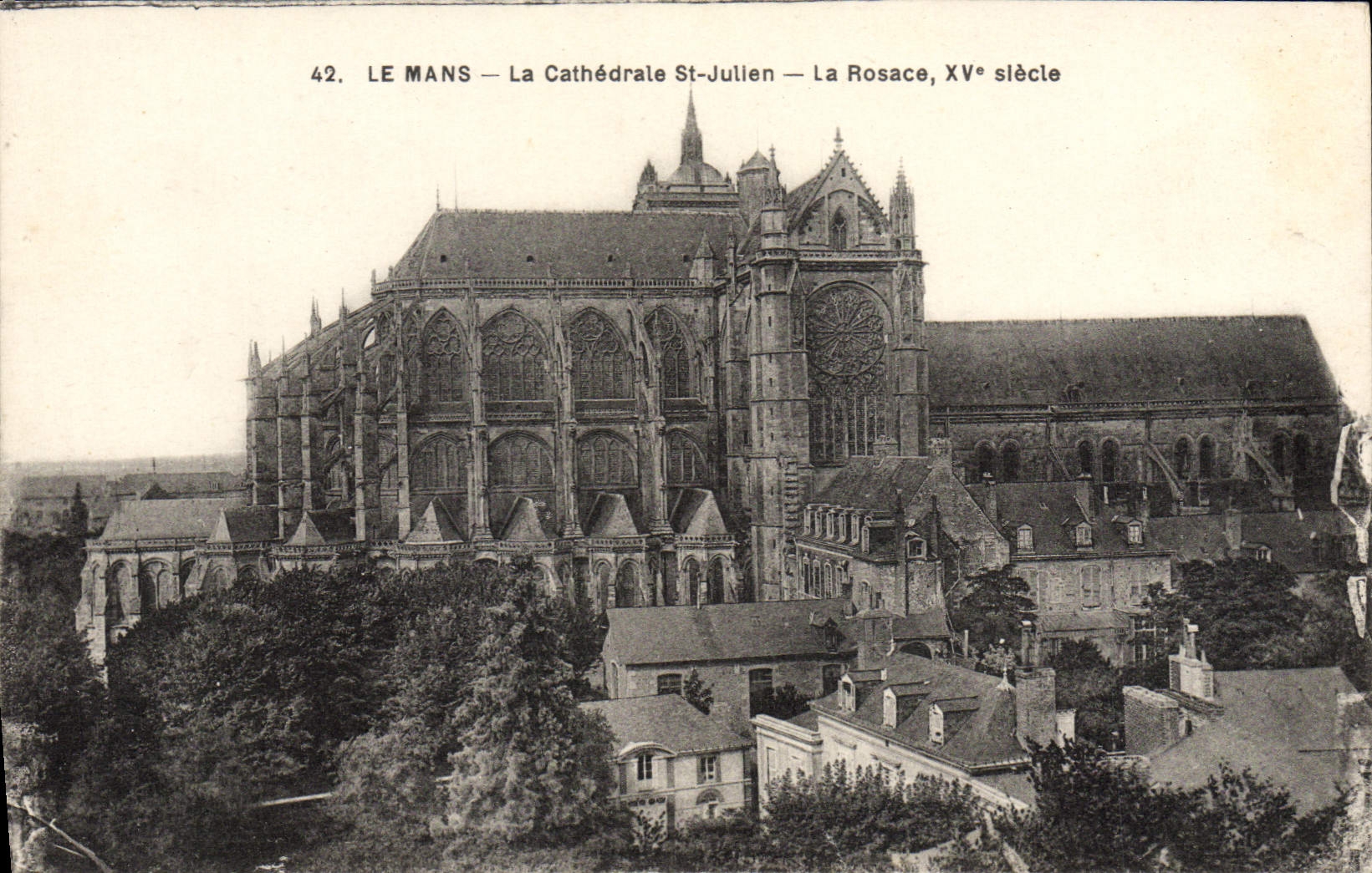 VINTAGE POSTCARD Mans the Cathedral St Julien the Rosette