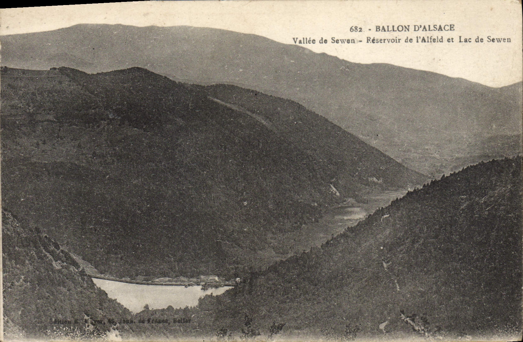 VINTAGE POSTCARD Balloon Of Alsace Valley De Sewen Tank of Alfeld and Lake Sewen