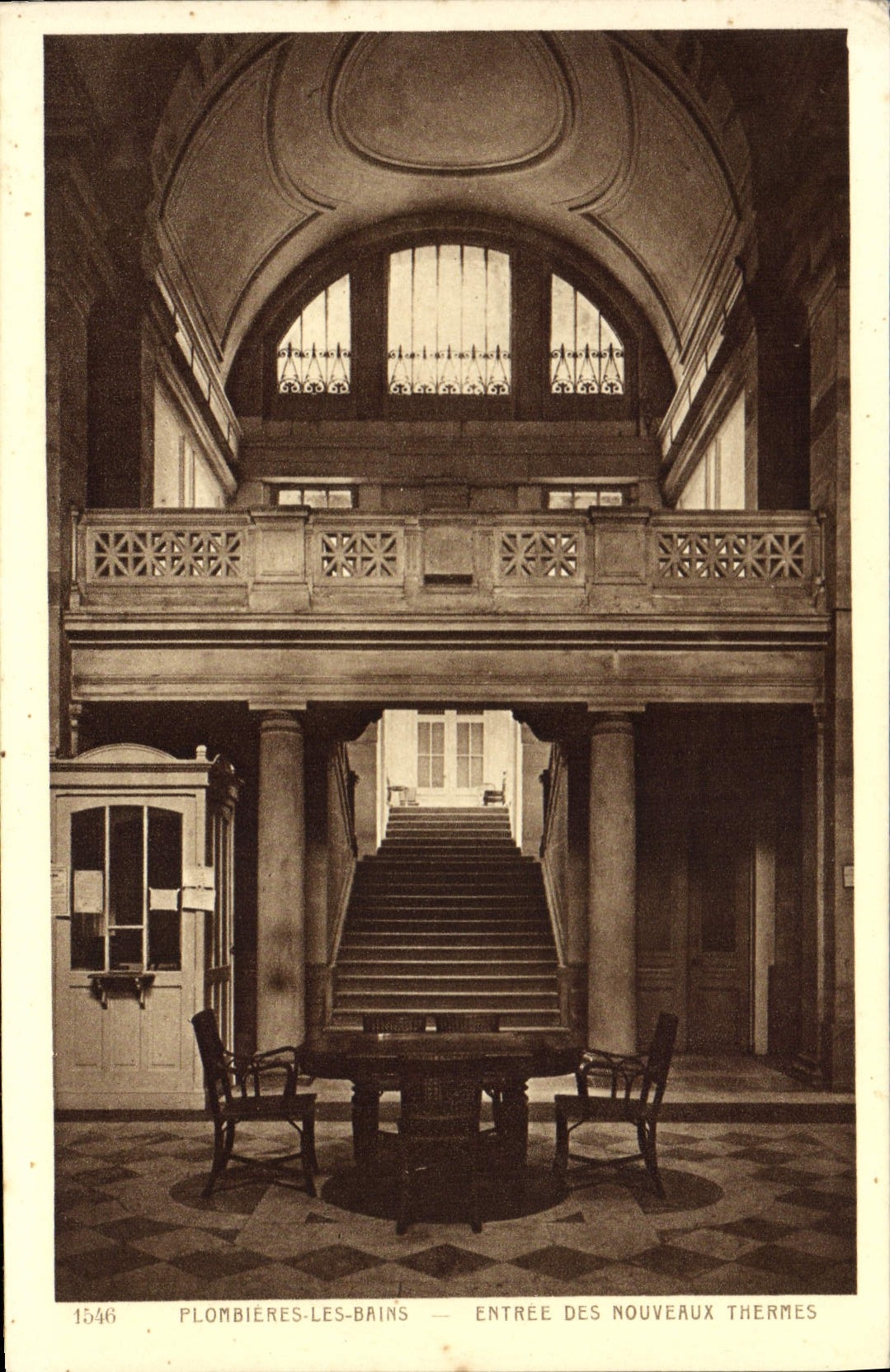 VINTAGE POSTCARD Plonbieres Les Bains Entered Of the New thermal baths