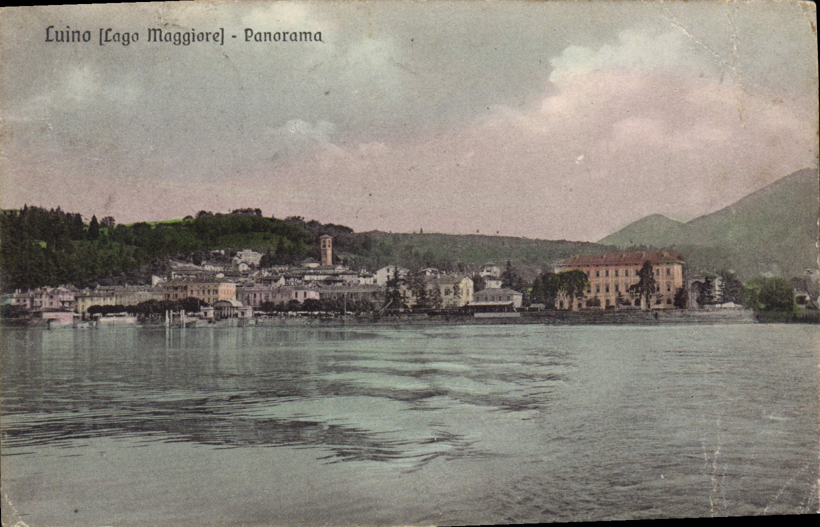 VINTAGE POSTCARD Luino Lago Maggoire Panorama