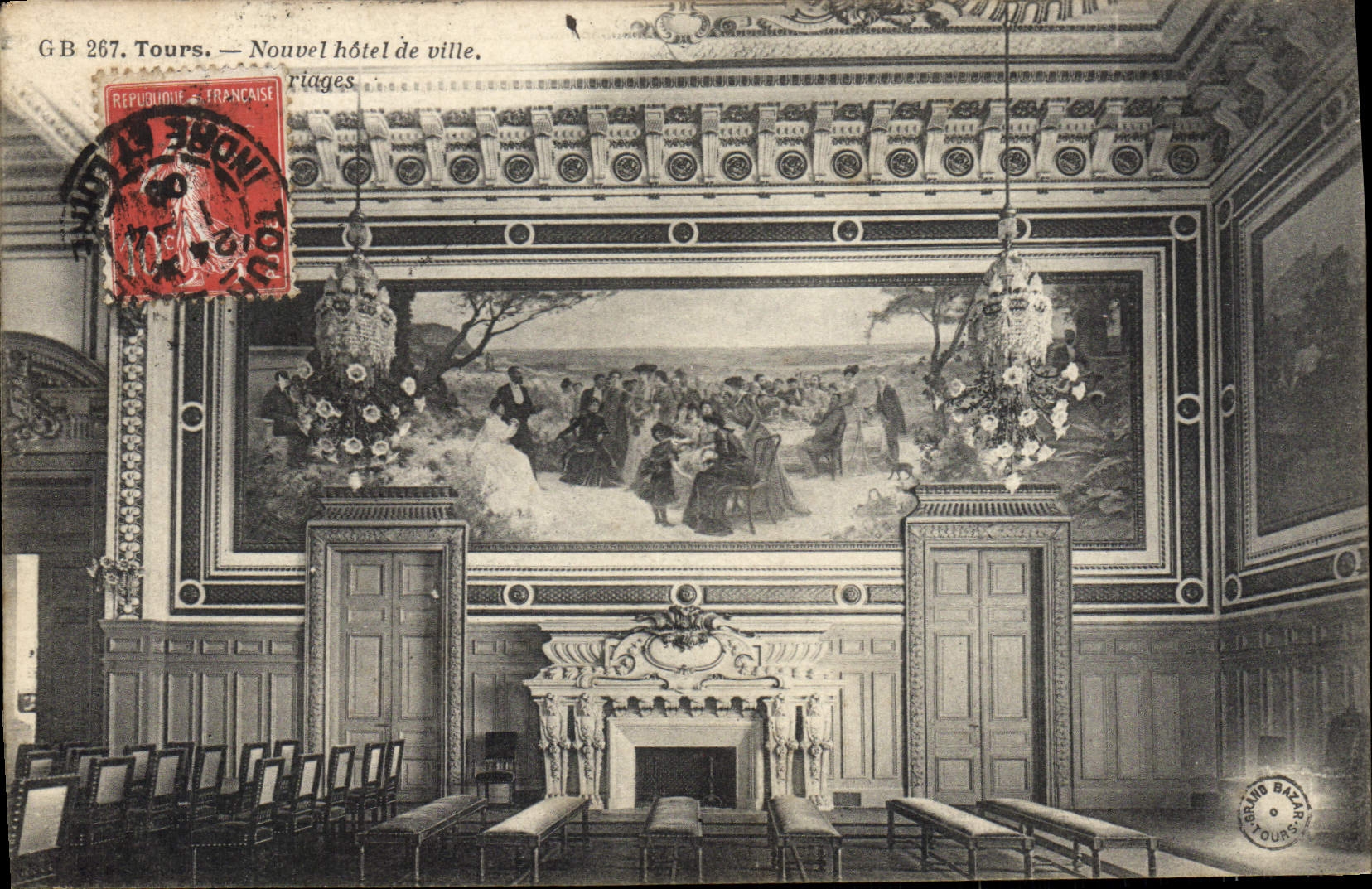 VINTAGE POSTCARD Tours New Town hall