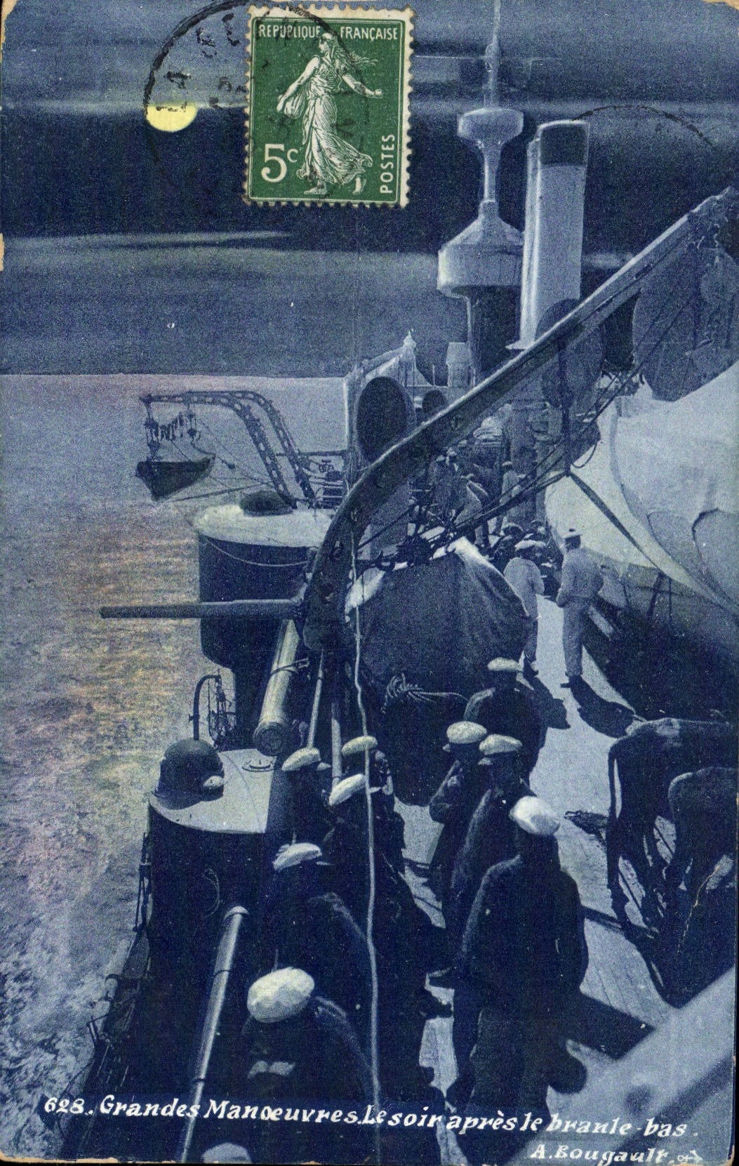 CPA Bateau Grandes manoeuvres Le soir apres le branle bas 