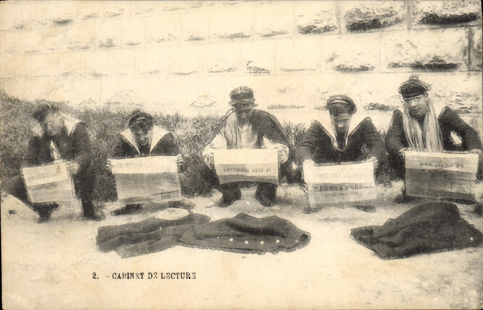 VINTAGE POSTCARD Boat Sailors Reading room