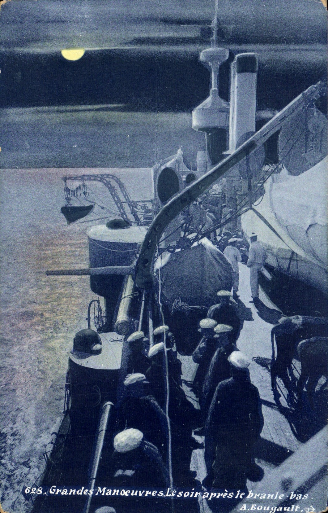 CPA Bateau Grande manoeuvres Le soir apres le branle bas 