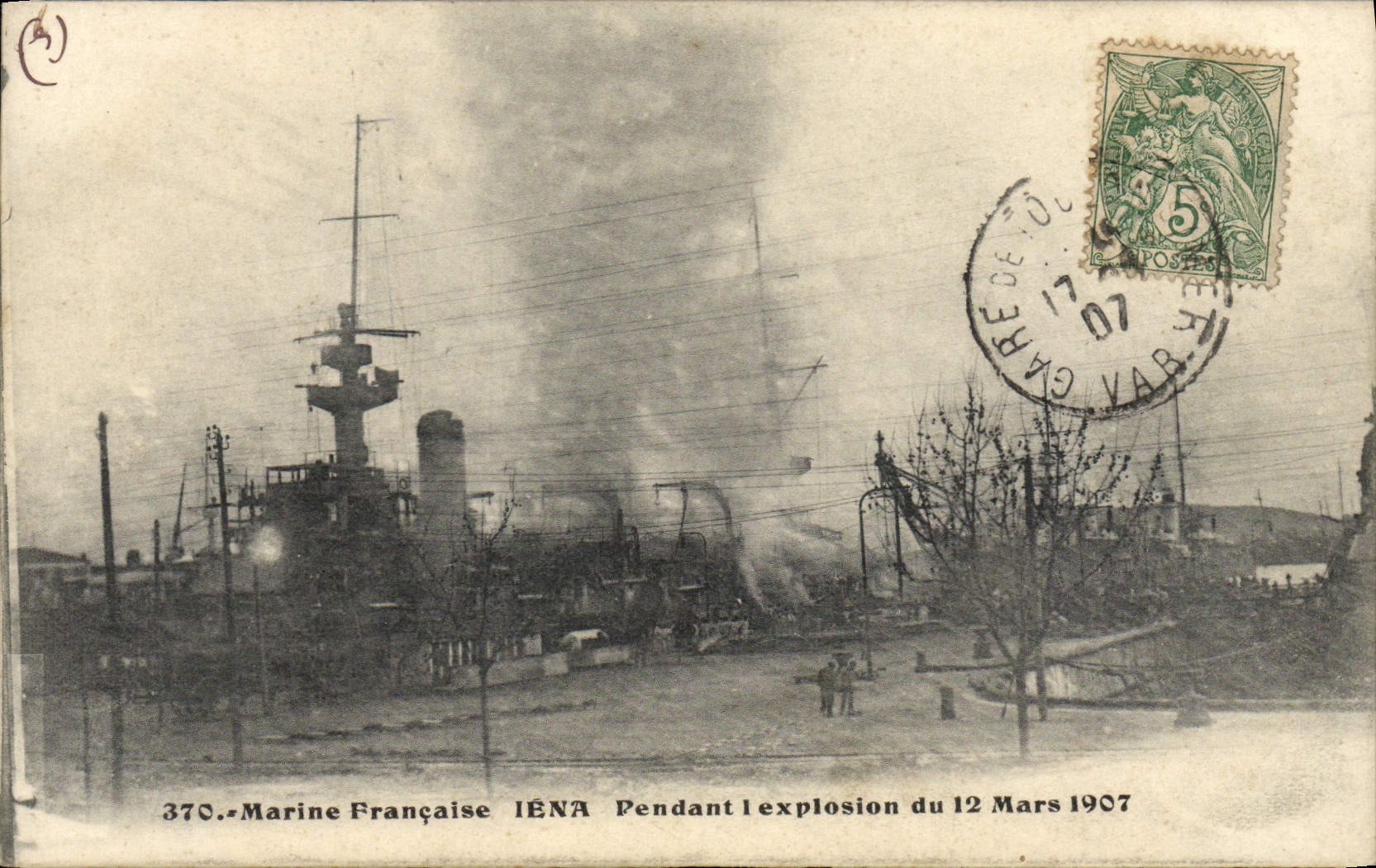 VINTAGE POSTCARD Iena Boat During the explosion of March 12th, 1907