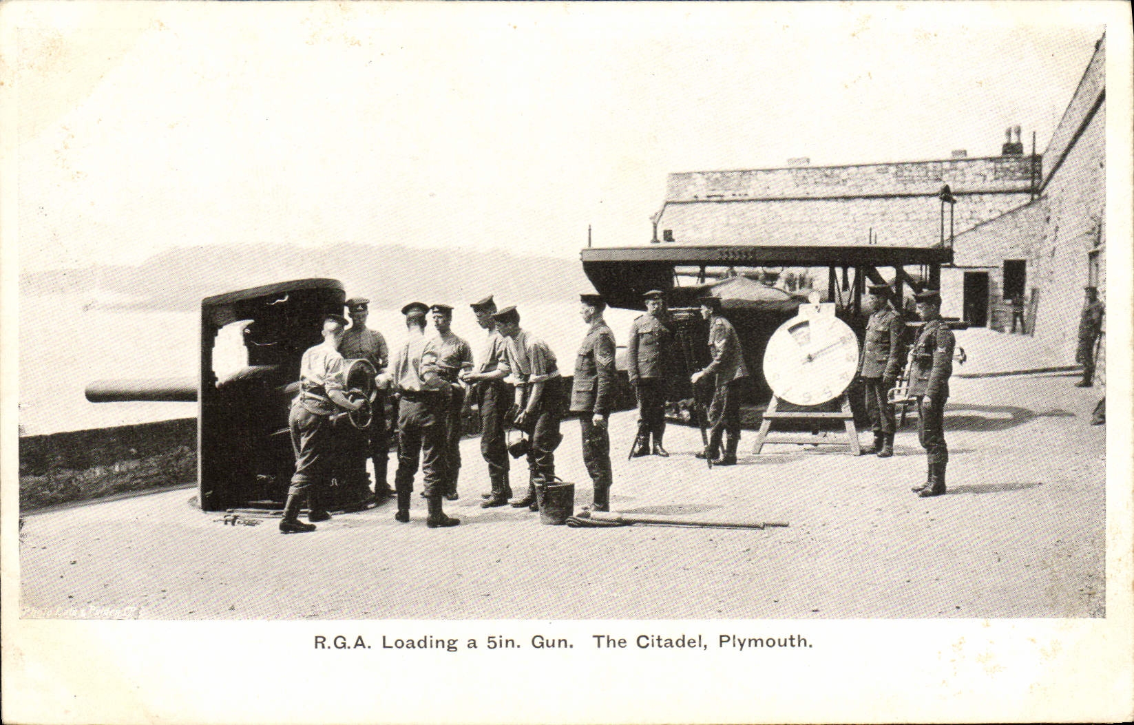 CPA Bateau RGA Loading a 5in gun The citadel Plymouth