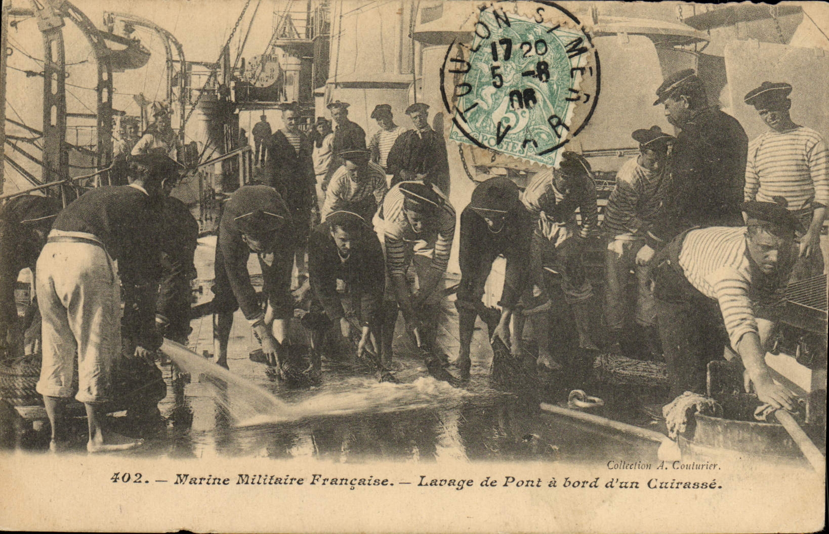 VINTAGE POSTCARD Bateau Washing of bridge has edge of an armor