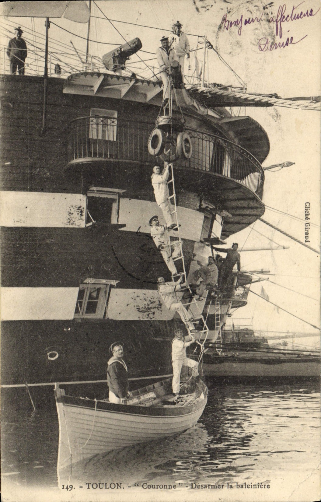 VINTAGE POSTCARD Bateau Sailors Crowns To disarm the whale-boat