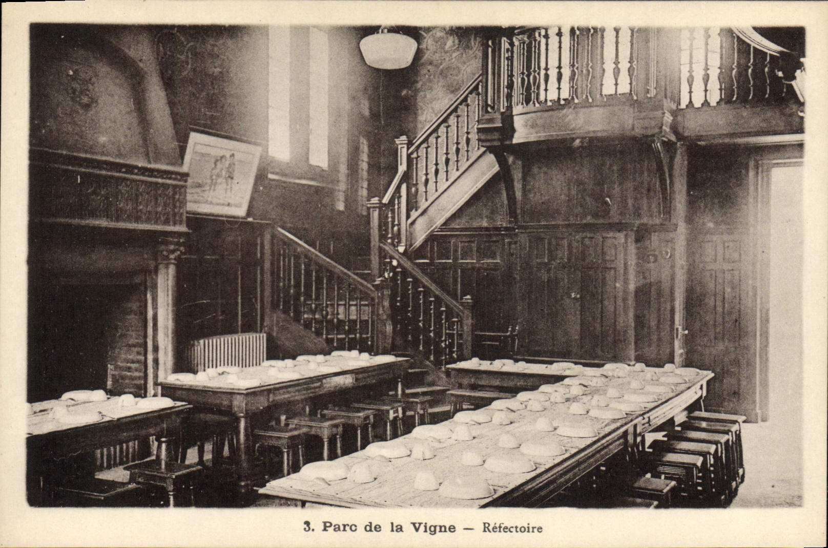 Casa de la POSTAL de la VENDIMIA de los niños de los railwaymen del parque del norte de la vid de Crouy en refectorio del tren de Ourcq