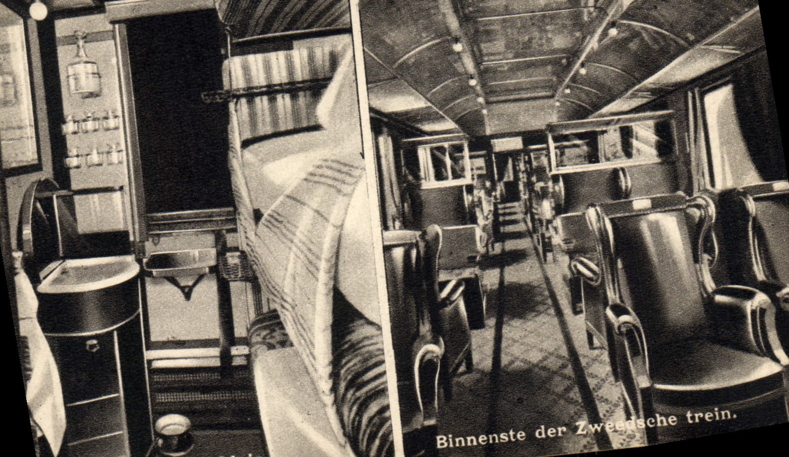 VINTAGE POSTCARD Interior Train of the Swedish train Sweden