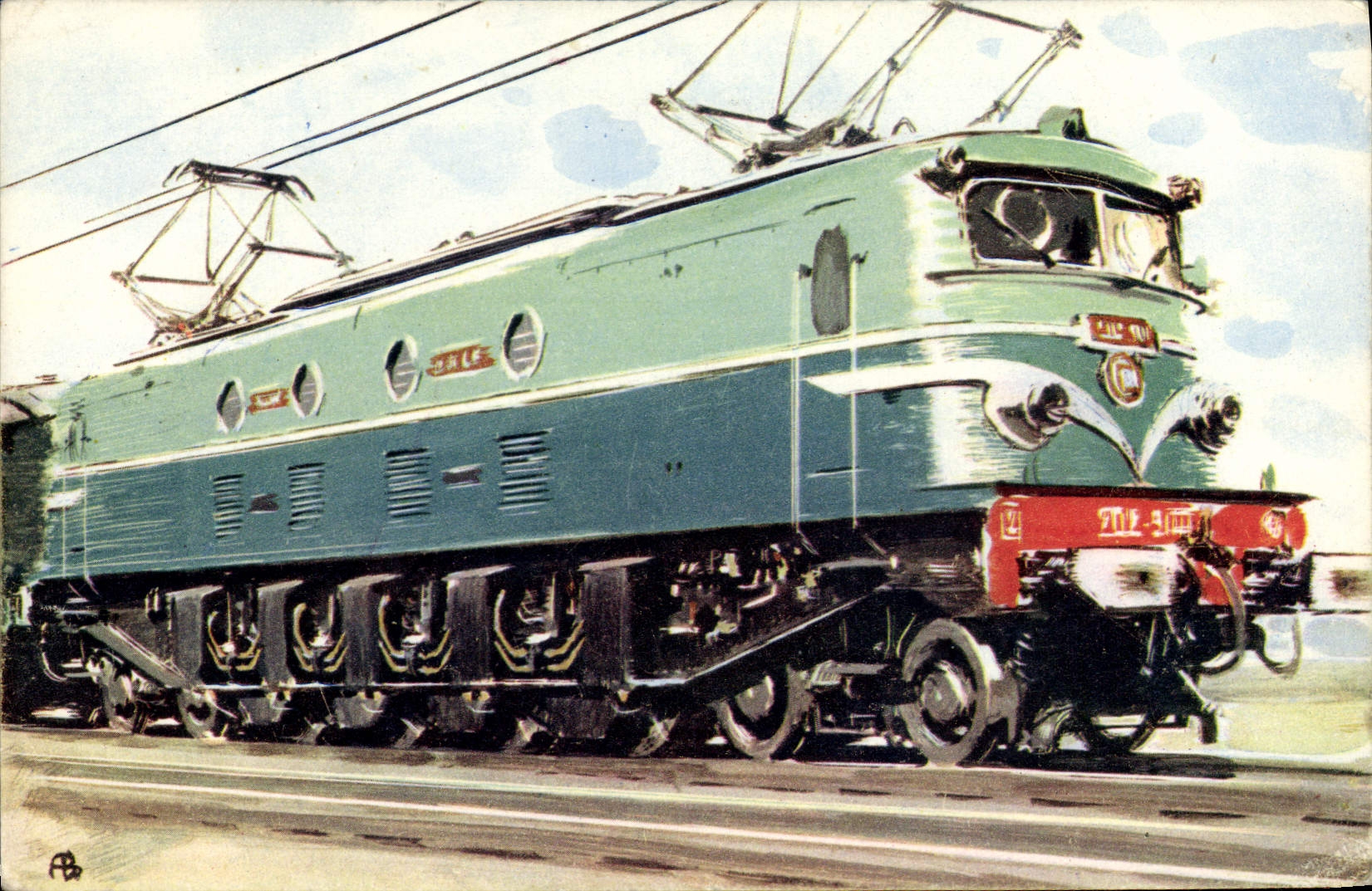 CPM Train Locomotive electrique 2D2 9100 SNCF