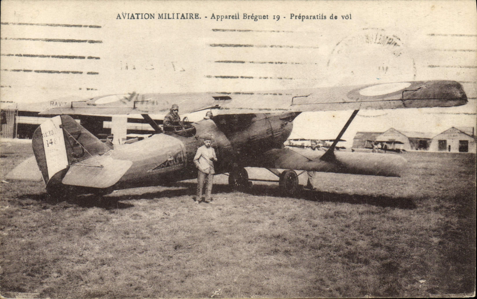 CPA Avion Aviation militaire Appareil Breguet 19 Preparatifs de vol