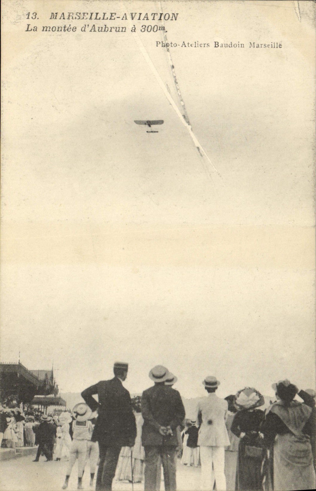 VINTAGE POSTCARD Plane Aviation Marseilles Aviation rise of Aubrun