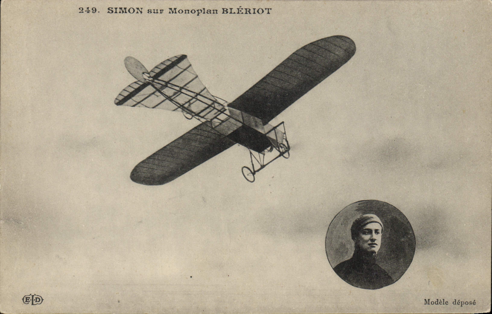 CPA Avion Aviation Simon sur monoplan Bleriot 