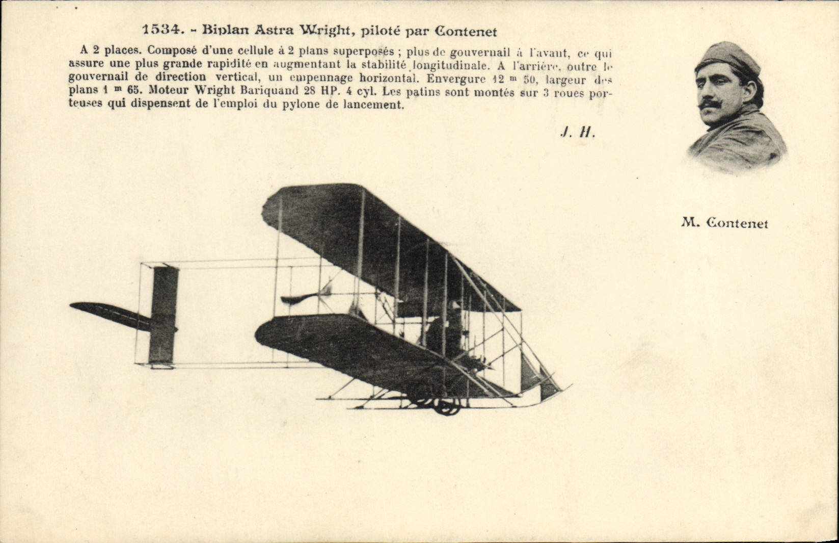 CPA Avion Aviation Biplan Astra Wright pilote par Contenet