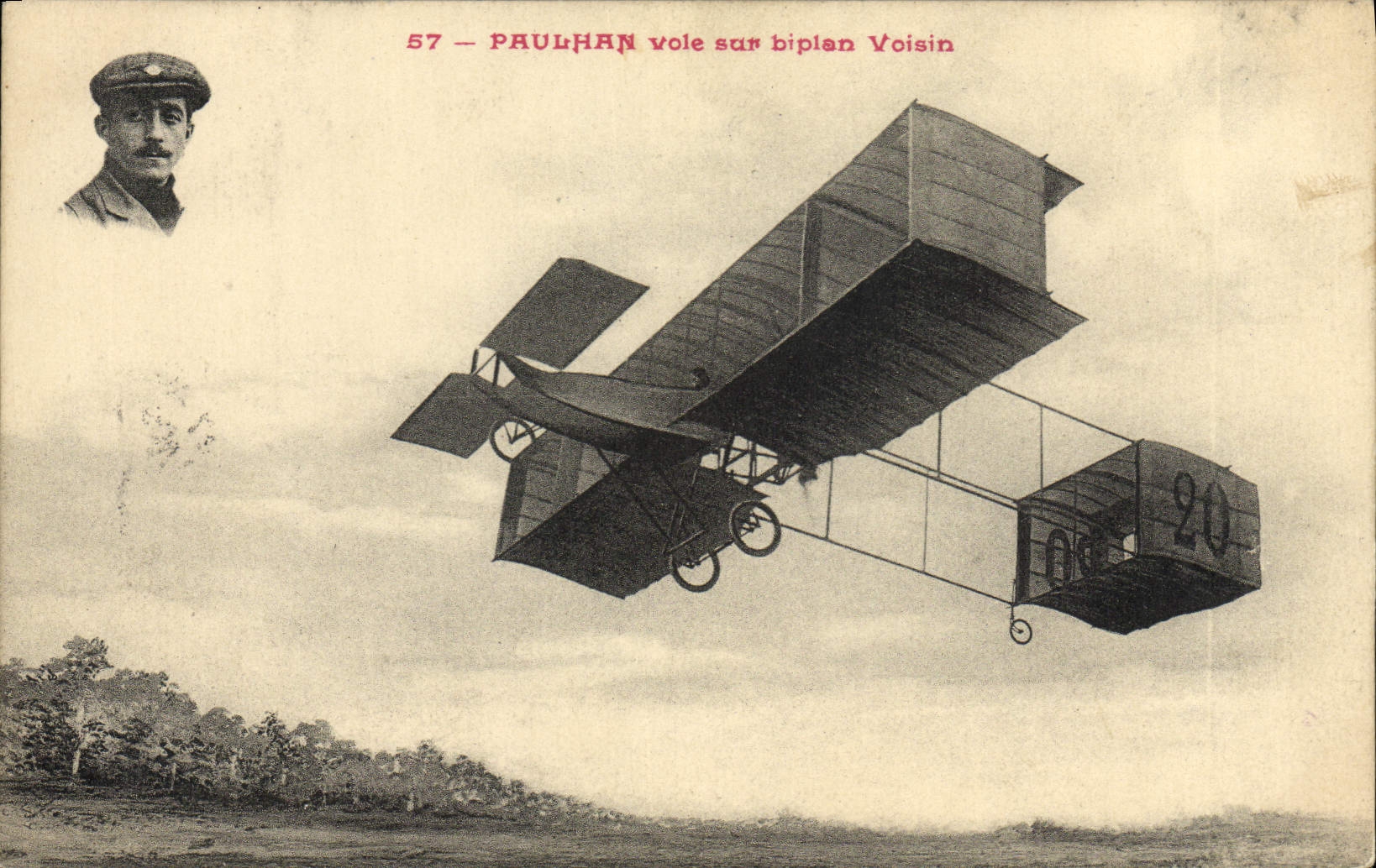 VINTAGE POSTCARD Plane Paulhan Aviation on its Close biplane