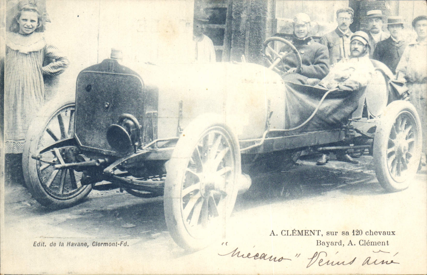 CPA Automobile A Clement sur sa 120 chevaux Bayard