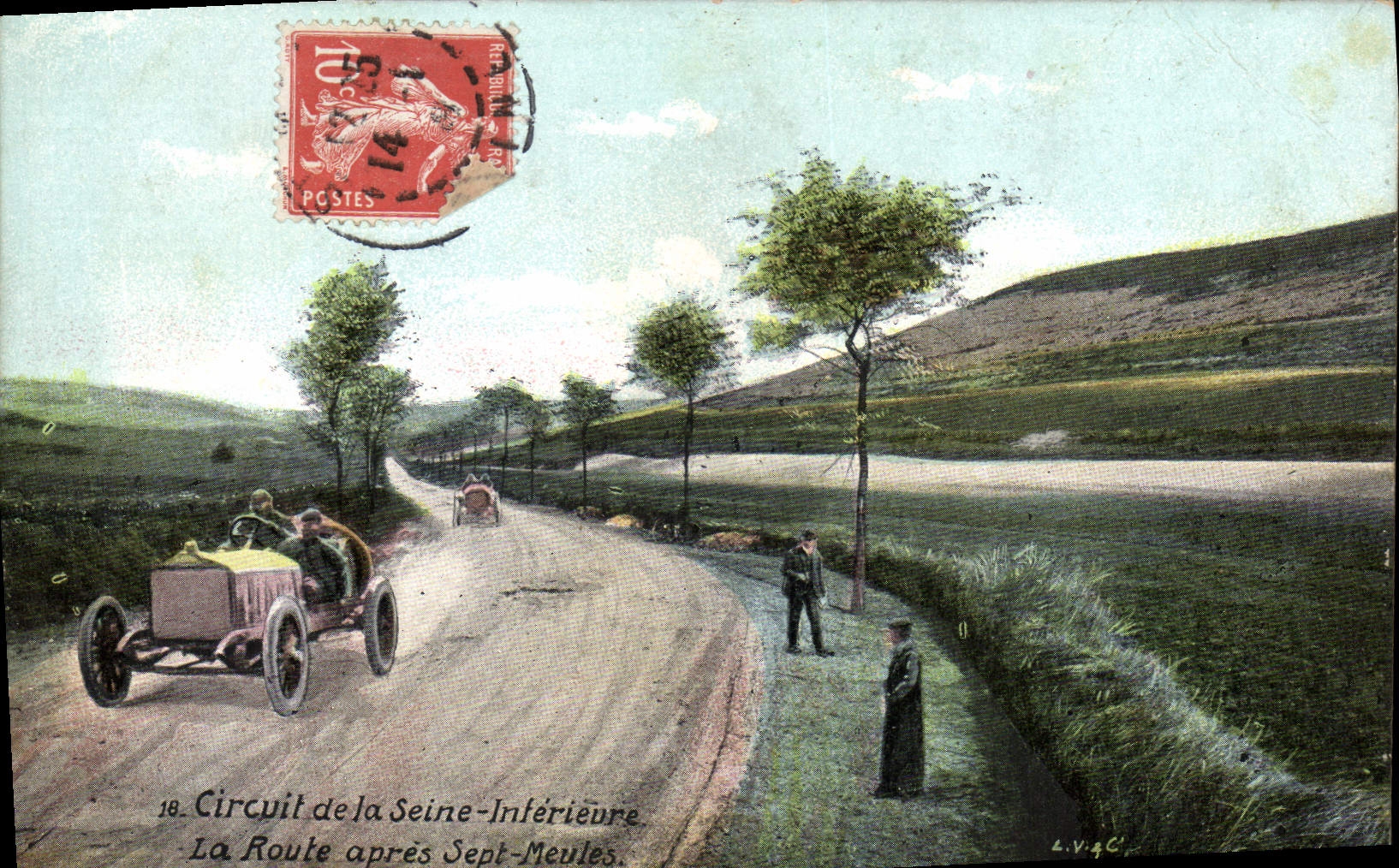 CPA Automobile Circuit de la Seine Inferieure la route apres Sept Meules