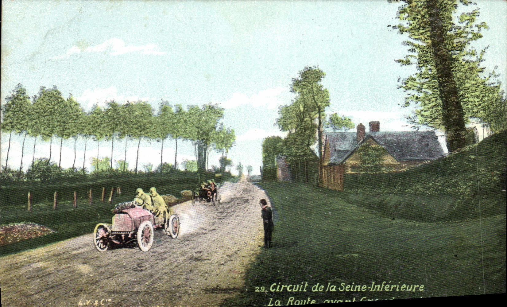 VINTAGE POSTCARD Automobile Circuit of the Lower Seine the road before Grandcourt