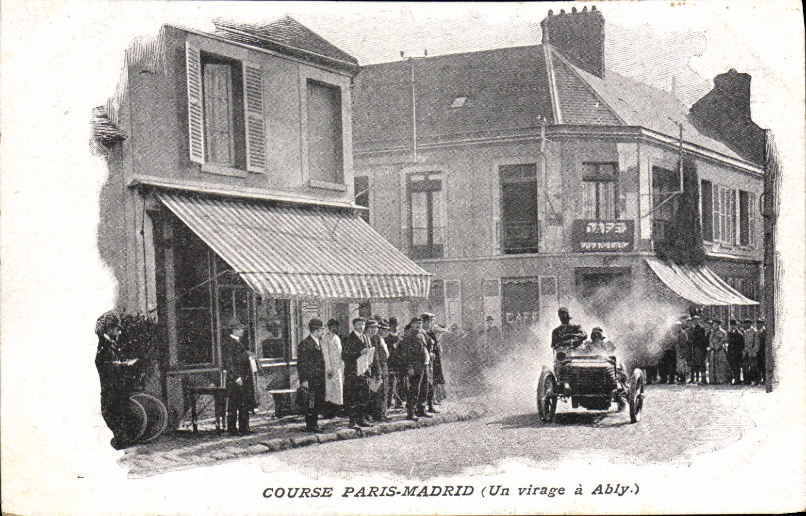 CPA Automobile Course Paris Madrid Un virage a Bly