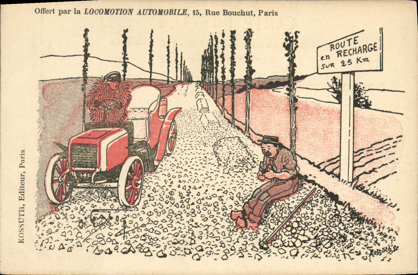 VINTAGE POSTCARD Automobile Road in refill