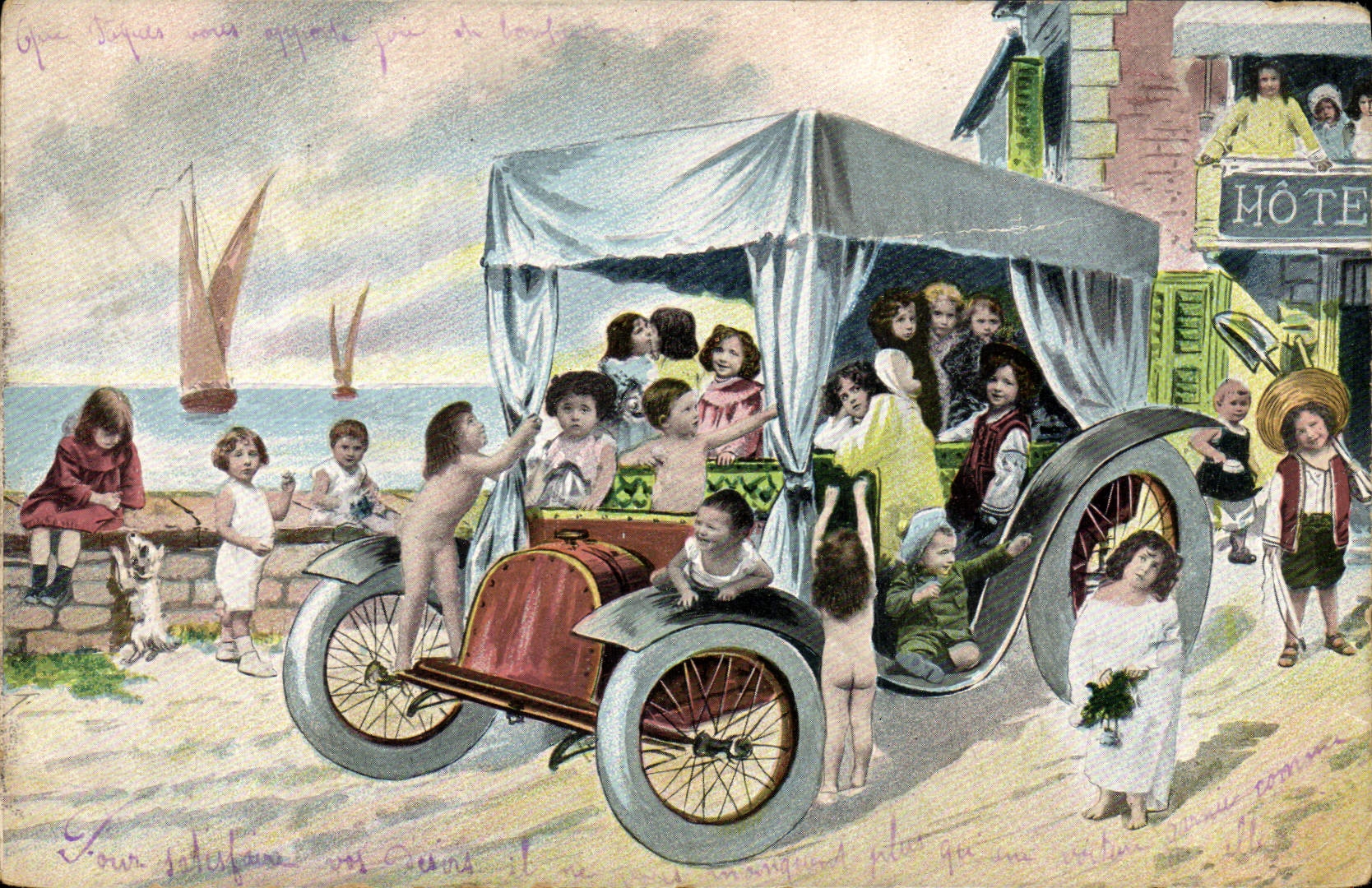 CPA Automobile Enfants Bebes