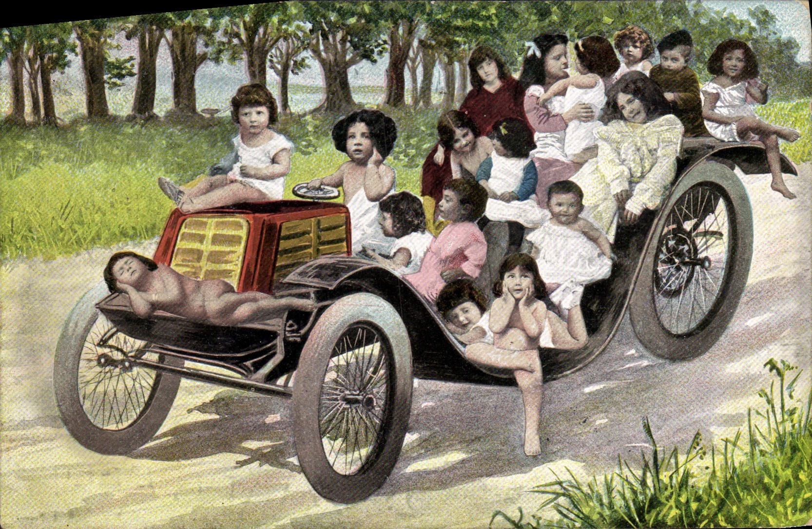 CPA Automobile Enfants Bebes
