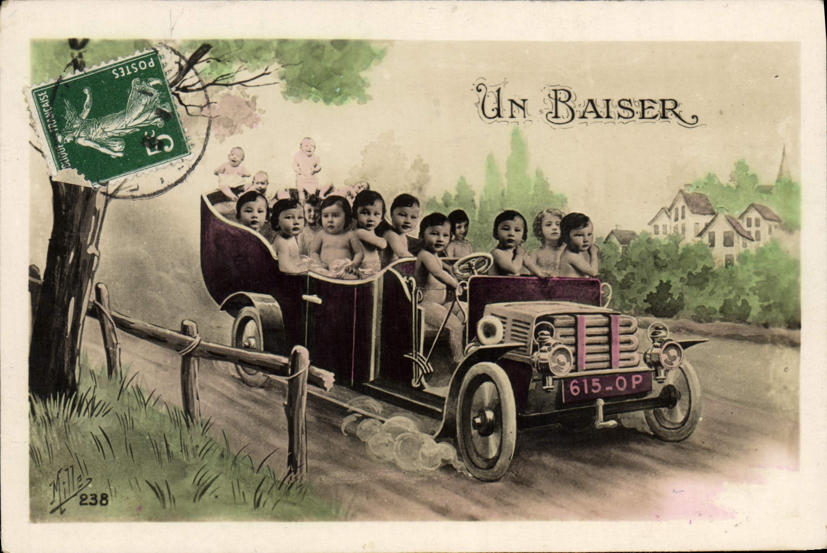 CPA Automobile Enfants Bebes 
